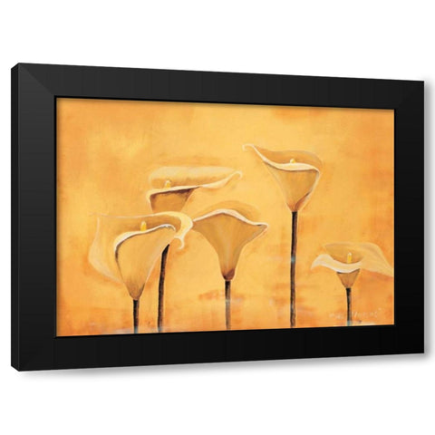 Calla on yellow Black Modern Wood Framed Art Print by Florenti, Isa
