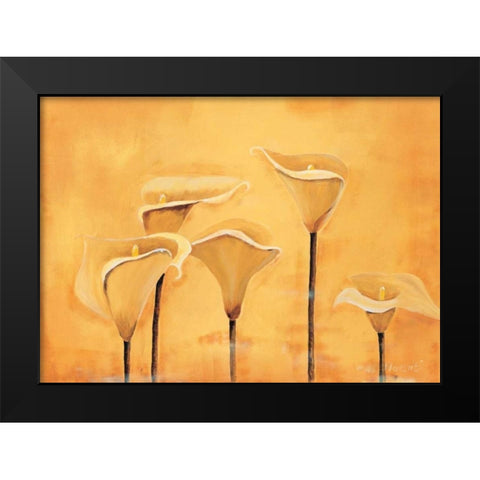 Calla on yellow Black Modern Wood Framed Art Print by Florenti, Isa
