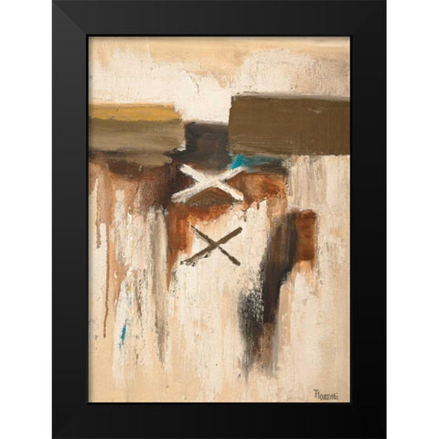Crosses on beige Black Modern Wood Framed Art Print by Florenti, Isa
