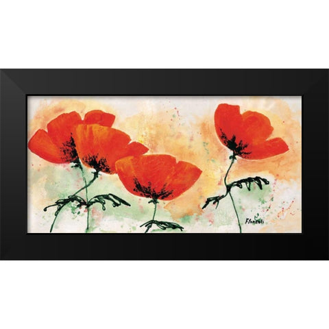 Poppies on ricepaper I Black Modern Wood Framed Art Print by Florenti, Isa