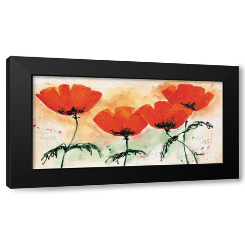 Poppies on ricepaper II Black Modern Wood Framed Art Print with Double Matting by Florenti, Isa