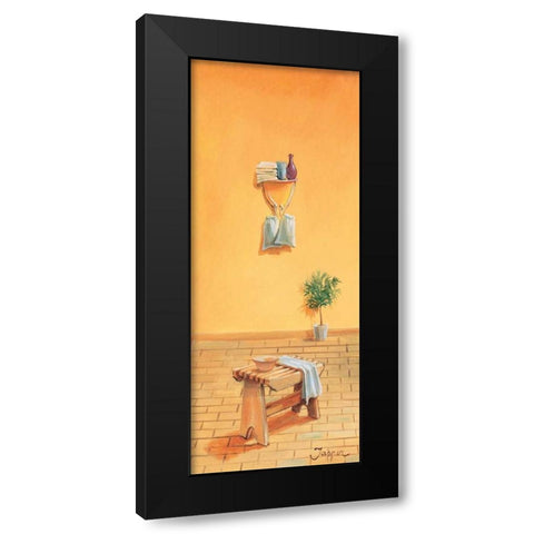 Bathroom in yellow II Black Modern Wood Framed Art Print by Jasper