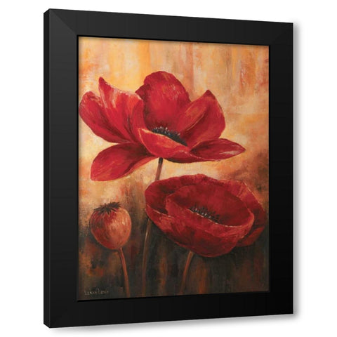 Poppies III Black Modern Wood Framed Art Print by Lotus, Lenna