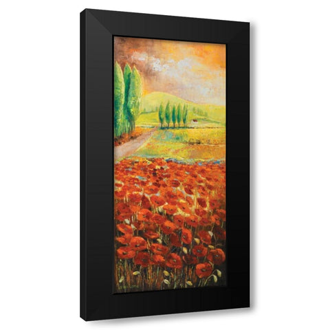 Poppyfield I Black Modern Wood Framed Art Print with Double Matting by Lotus, Lenna