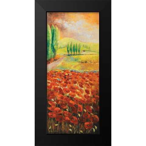 Poppyfield I Black Modern Wood Framed Art Print by Lotus, Lenna