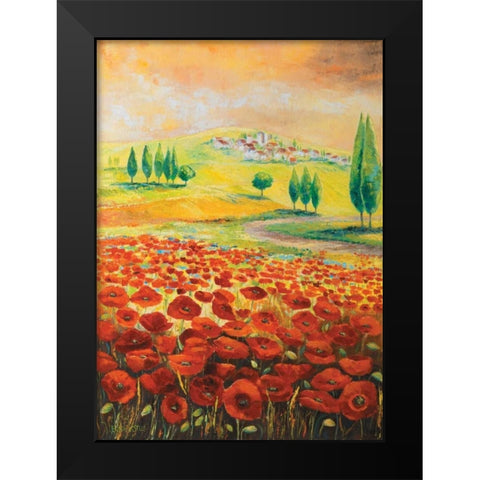 Poppyfield II Black Modern Wood Framed Art Print by Lotus, Lenna