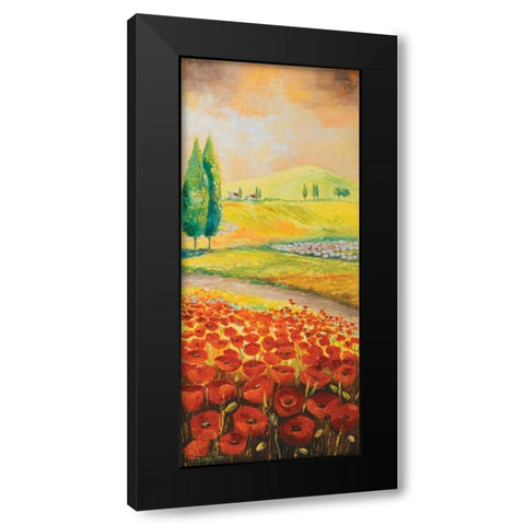 Poppyfield III Black Modern Wood Framed Art Print by Lotus, Lenna