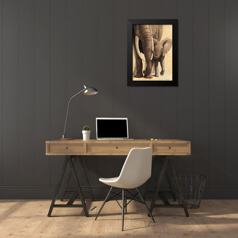 Elephant love I Black Modern Wood Framed Art Print by Renee