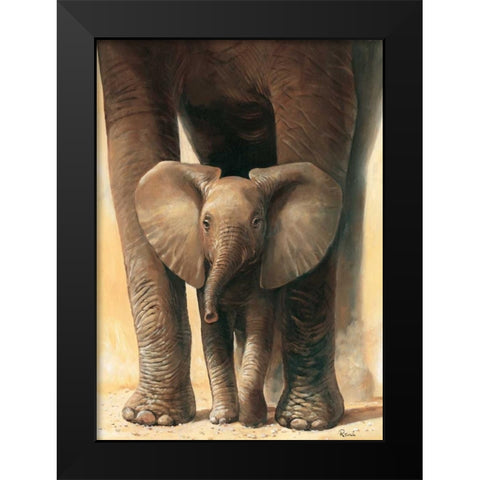 Elephant love II Black Modern Wood Framed Art Print by Renee