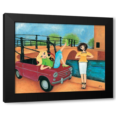 Scooter fun IV Black Modern Wood Framed Art Print with Double Matting by Hedy