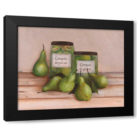Pears Black Modern Wood Framed Art Print by Hedy