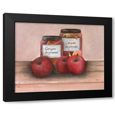 Apples Black Modern Wood Framed Art Print with Double Matting by Hedy