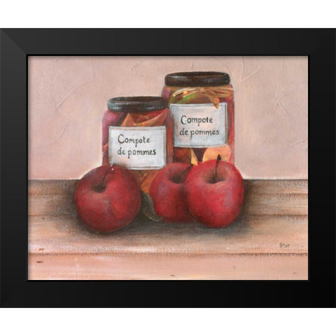 Apples Black Modern Wood Framed Art Print by Hedy