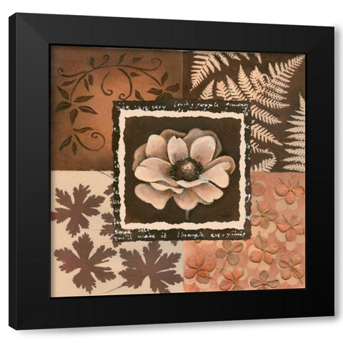 Flower in square I Black Modern Wood Framed Art Print by Hedy