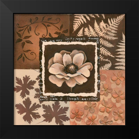 Flower in square I Black Modern Wood Framed Art Print by Hedy