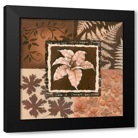 Flower in square III Black Modern Wood Framed Art Print with Double Matting by Hedy