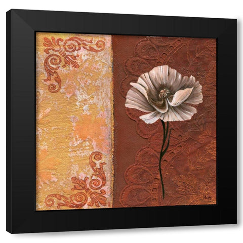 Flower with border I Black Modern Wood Framed Art Print by Hedy