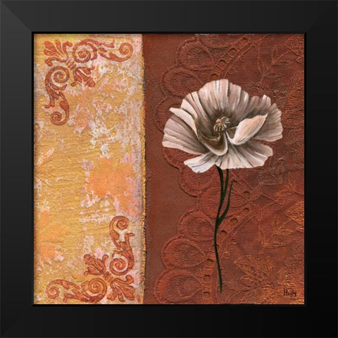 Flower with border I Black Modern Wood Framed Art Print by Hedy