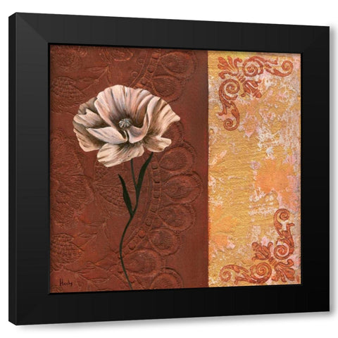Flower with border II Black Modern Wood Framed Art Print by Hedy