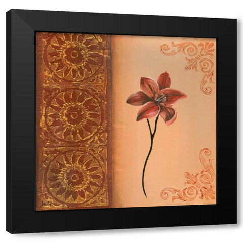 Flower with border III Black Modern Wood Framed Art Print by Hedy