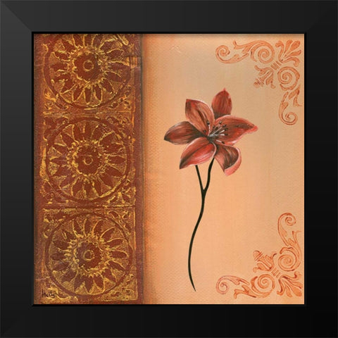 Flower with border III Black Modern Wood Framed Art Print by Hedy