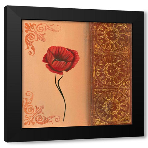 Flower with border V Black Modern Wood Framed Art Print with Double Matting by Hedy