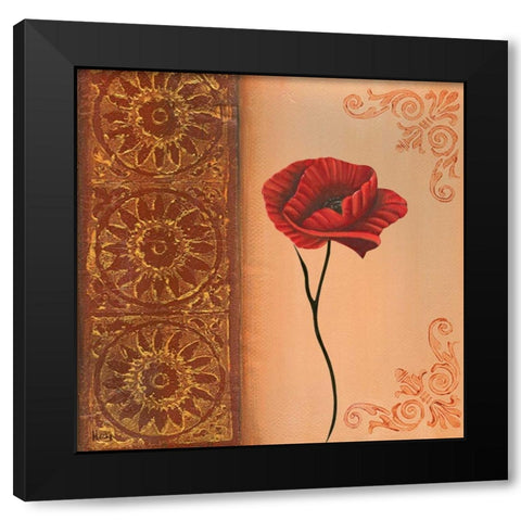 Flower with border VI Black Modern Wood Framed Art Print by Hedy
