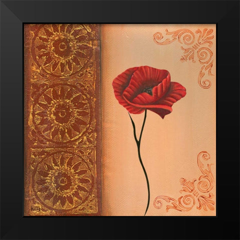 Flower with border VI Black Modern Wood Framed Art Print by Hedy