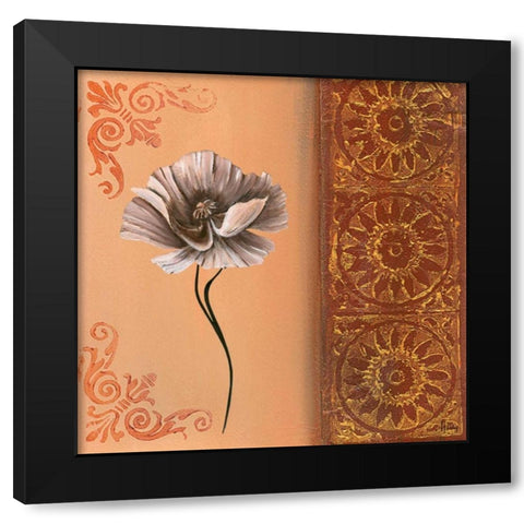 Flower with border VII Black Modern Wood Framed Art Print with Double Matting by Hedy