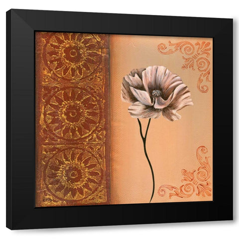 Flower with border VIII Black Modern Wood Framed Art Print with Double Matting by Hedy