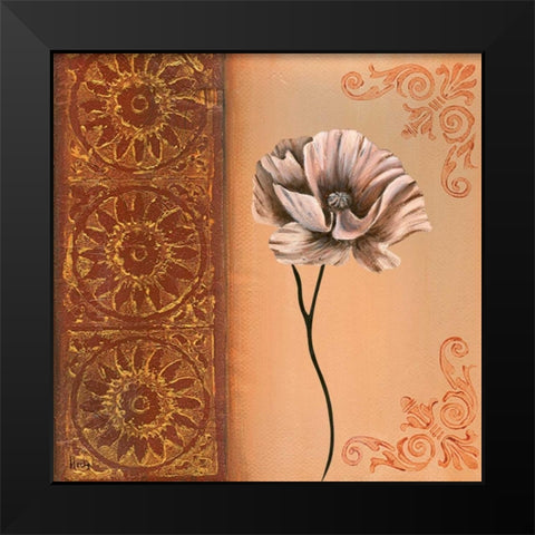 Flower with border VIII Black Modern Wood Framed Art Print by Hedy
