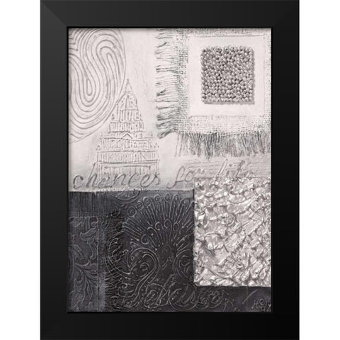 Silver blocks IV Black Modern Wood Framed Art Print by Hedy