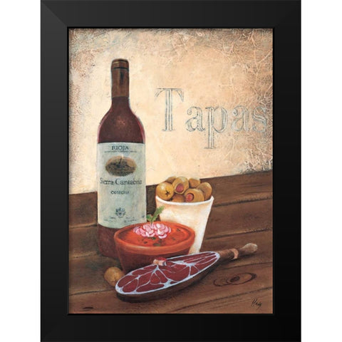Tapas Black Modern Wood Framed Art Print by Hedy