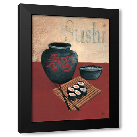 Sushi Black Modern Wood Framed Art Print with Double Matting by Hedy