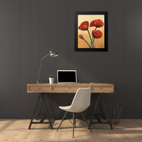 Red II Black Modern Wood Framed Art Print by Leny