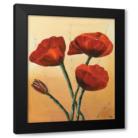 Red II Black Modern Wood Framed Art Print by Leny