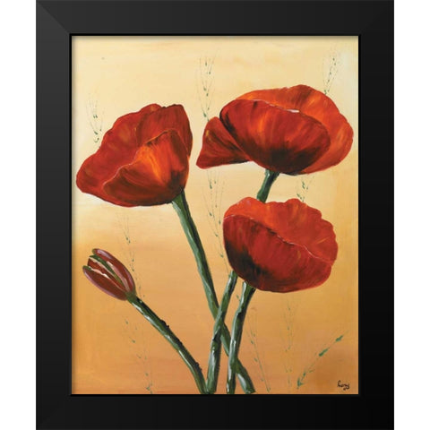 Red II Black Modern Wood Framed Art Print by Leny