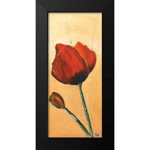 Red III Black Modern Wood Framed Art Print by Leny