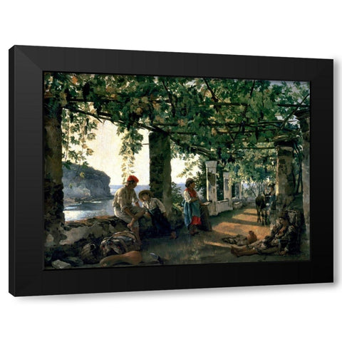 Terrace of the Seashore, 1828 Black Modern Wood Framed Art Print by Shchedrin, Silvester