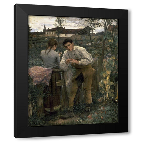 Rural Love Black Modern Wood Framed Art Print by Bastien-Lepage, Jules