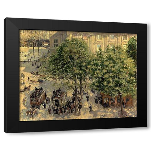 Place Due Theatre Francais, 1898 Black Modern Wood Framed Art Print with Double Matting by Pissarro, Camille
