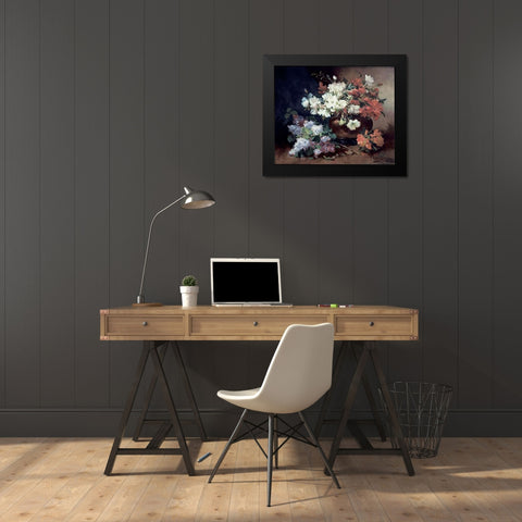 Still Life With Lilac Black Modern Wood Framed Art Print by Cauchois, Eugene Henri