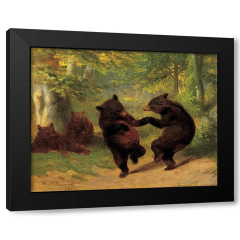 Dancing Bears Black Modern Wood Framed Art Print with Double Matting by Beard, William H.