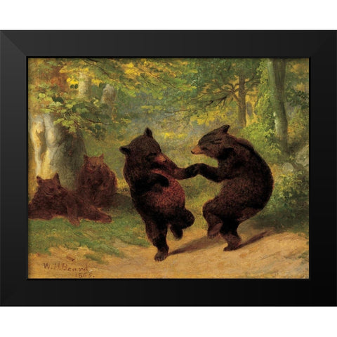 Dancing Bears Black Modern Wood Framed Art Print by Beard, William H.