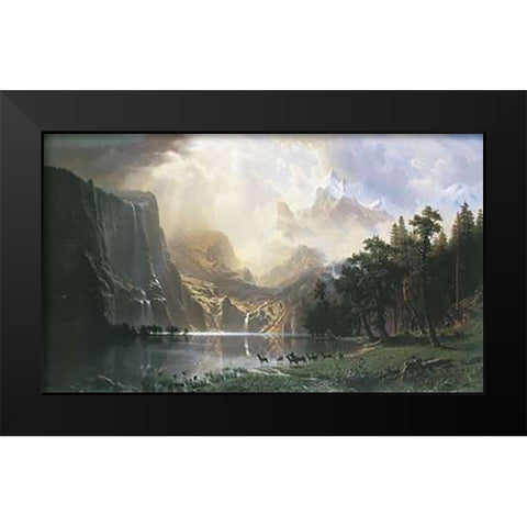 Sierra Nevada In California Black Modern Wood Framed Art Print by Bierstadt, Albert