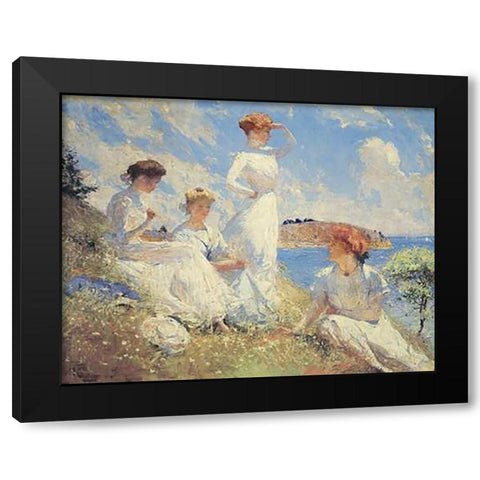 Summer Black Modern Wood Framed Art Print with Double Matting by Benson, Frank Weston