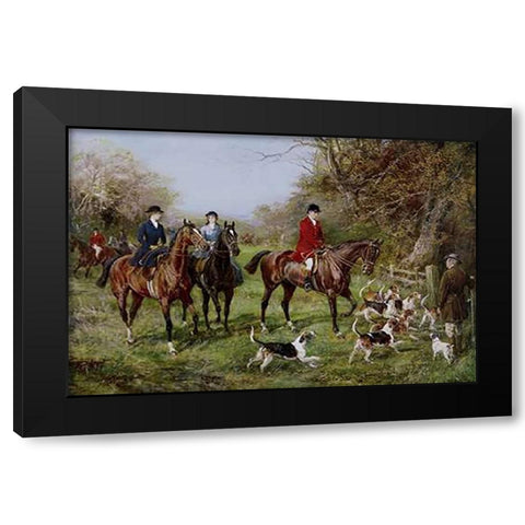 Going To Cover (Man With Red Jacket) Black Modern Wood Framed Art Print with Double Matting by Hardy, Heywood