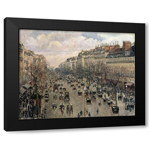 Boulevard Montmartre, Afternoon Sun, 1897 Black Modern Wood Framed Art Print by Pissarro, Camille