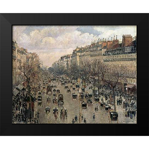 Boulevard Montmartre, Afternoon Sun, 1897 Black Modern Wood Framed Art Print by Pissarro, Camille