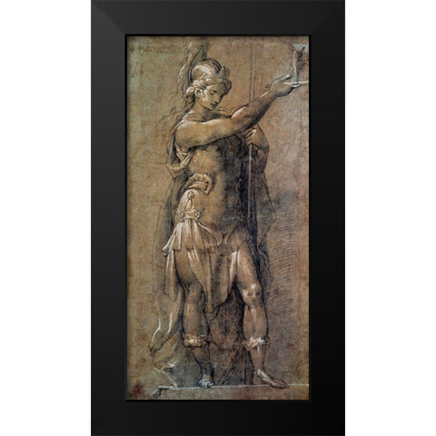 Roman God Mars Black Modern Wood Framed Art Print by Crespi